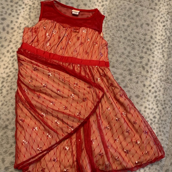 ‼️SOLD‼️Beautiful red fluffy sequence Christmas dress. - Picture 2 of 3
